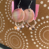 Pink+,2pc,Round Stone Earrings Set