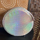 Silver Disco,10" Diameter,Makeup Case w/Mirror
