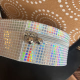 Silver Disco,10" Diameter,Makeup Case w/Mirror