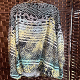 Alfani,Mint Ylw Blk ,L,Print Blouse