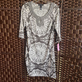 INC,Gray/White,Small,Rhinestone Collar Dress