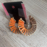Orange/Brown, Loop Wood Earrings