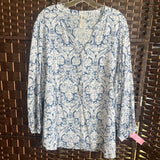 Grand & Greene,Blue/White,1X,Button Blouse