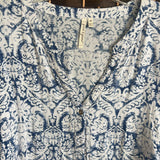 Grand & Greene,Blue/White,1X,Button Blouse