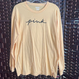 Victorias Secret-PINK,Yellow,Small,Cursive "pink" Top