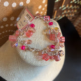 Pink, Beaded Chain Bracelet