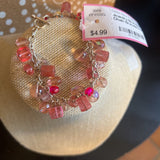 Pink, Beaded Chain Bracelet