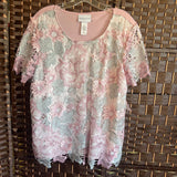 Alfred Dunner,Pink+,XL,Floral Lace Top