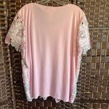Alfred Dunner,Pink+,XL,Floral Lace Top