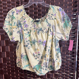 INC,Yellow+,0X,Floral Crop Top