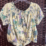 INC,Yellow+,0X,Floral Crop Top
