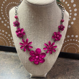 Pink, Metal Flower Necklace