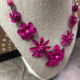 Pink, Metal Flower Necklace
