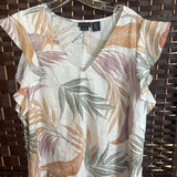 Tahari,Cream+,1X,Tropical Linen Dress