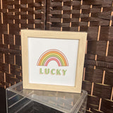 Petal Lane Home,Tan+,7.5x7.5",Rainbow Lucky Plaque