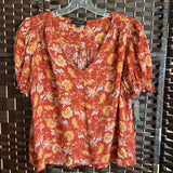 Rachel Zoe,Orange/Flowers,L,Blouse