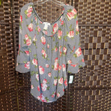 Moa Moa,Bl/Wh+,2X,Floral Top