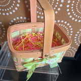 WICKER BASKET,Peach, Straw Grn Bow