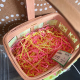 WICKER BASKET,Peach, Straw Grn Bow