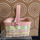 WICKER BASKET,Peach, Straw Grn Bow