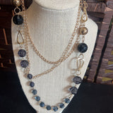 CHAIN,Blk Gld, Beads