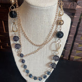 CHAIN,Blk Gld, Beads