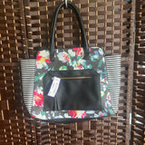 Apt 9,Black+, Floral/Striped Purse With Strap