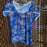 Adrienne Vittadini,Blue+,XL,Floral Top