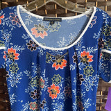 Adrienne Vittadini,Blue+,XL,Floral Top