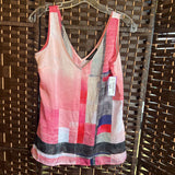 WHBM,Pnk Blk,XS,Zipper tank