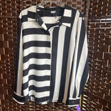 DKNY,Black/White,XL,Striped Blouse