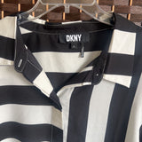 DKNY,Black/White,XL,Striped Blouse