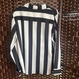 DKNY,Black/White,XL,Striped Blouse