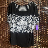 JKLA,Black/White,XL,Floral/Striped Top