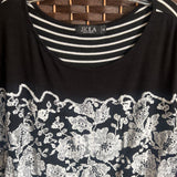JKLA,Black/White,XL,Floral/Striped Top