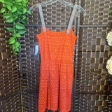 Three Pink Hearts, X Small,Orange Dress