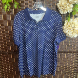AMERICAN SWEETHEART,Navy/Wh,Large,Polka Dot Polo