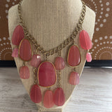 Large Stone,Pnk Gld,3 pc,Dangle
