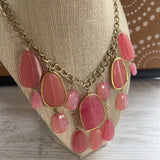 Large Stone,Pnk Gld,3 pc,Dangle