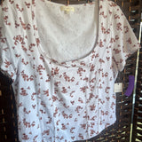 Ultra Flirt,White/Flowers,XL,Top