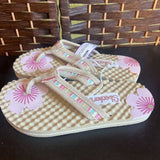 Sketchers,Tan/Pink Flowers,5,Sandals