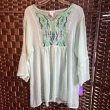 Green/Embroidered,L,Summer Top