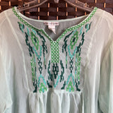 Green/Embroidered,L,Summer Top