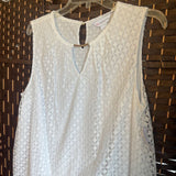 Liz Claiborne,White,Large,Sleeveless Layered Top