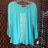 Apt 9,Mint,Medium,Embroidered Top