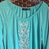 Apt 9,Mint,Medium,Embroidered Top