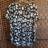 Sew In Love,Black/White,Small,Leopard Blouse