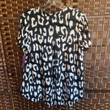 Sew In Love,Black/White,Small,Leopard Blouse