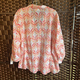 jm collection,Orn Red Wht ,XL,Blouse