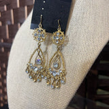 Gold w/Faux Diamonds, Drop Earrings